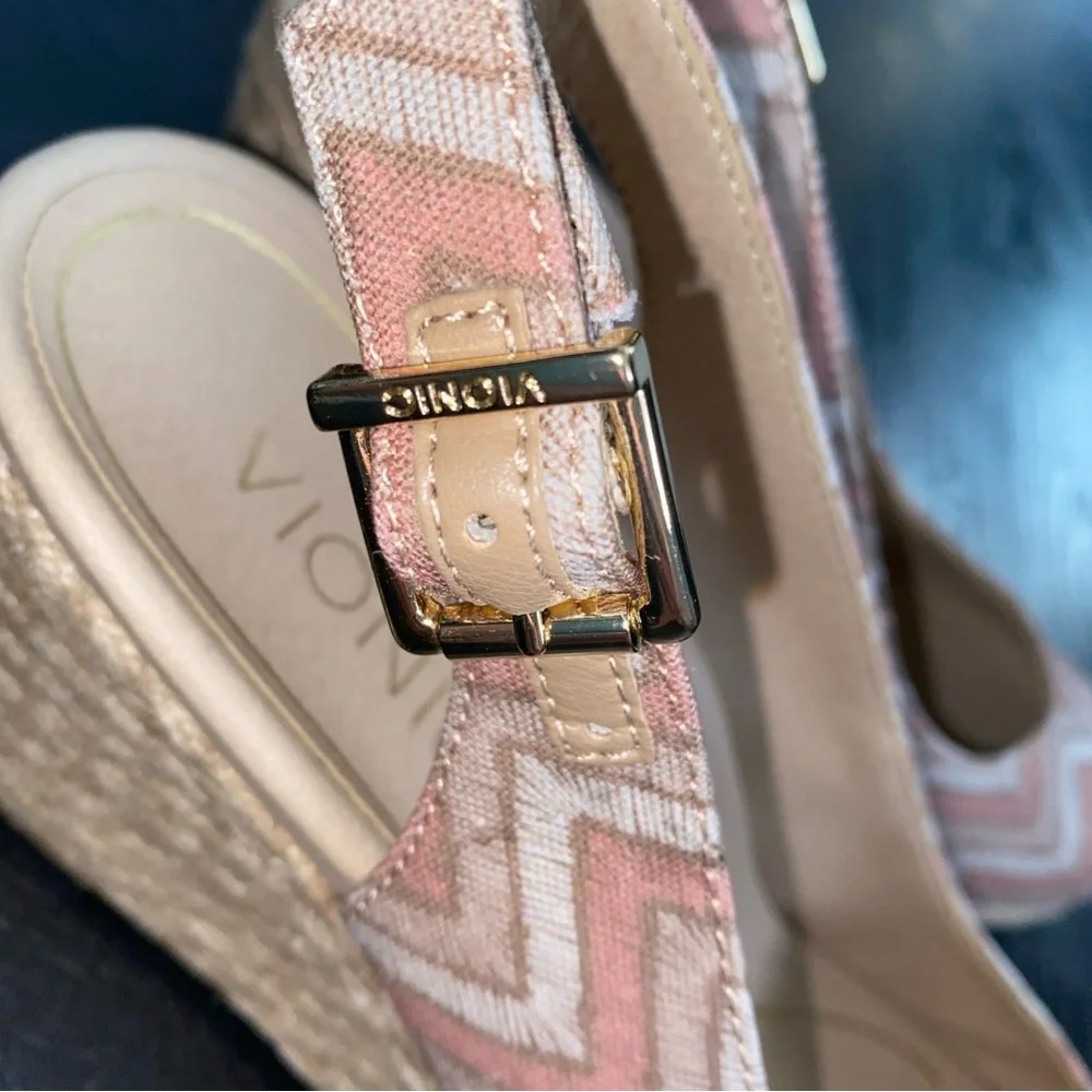 VIONIC CORALINA ESPADRILLE WEDGE‎ SLINGBACK SANDALS-SIZE 7.5 Multi Chevron